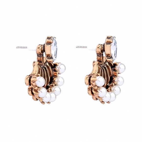 Any 2/$20! Gold Crystal Studs w/Pearl Jacket Earrings - Picture 5 of 10